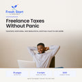 Freelance Taxes Without Panic: quarterly estimates, real deductions, and how much to set aside. A 35-page Fresh Start Library guide with 2026 figures.